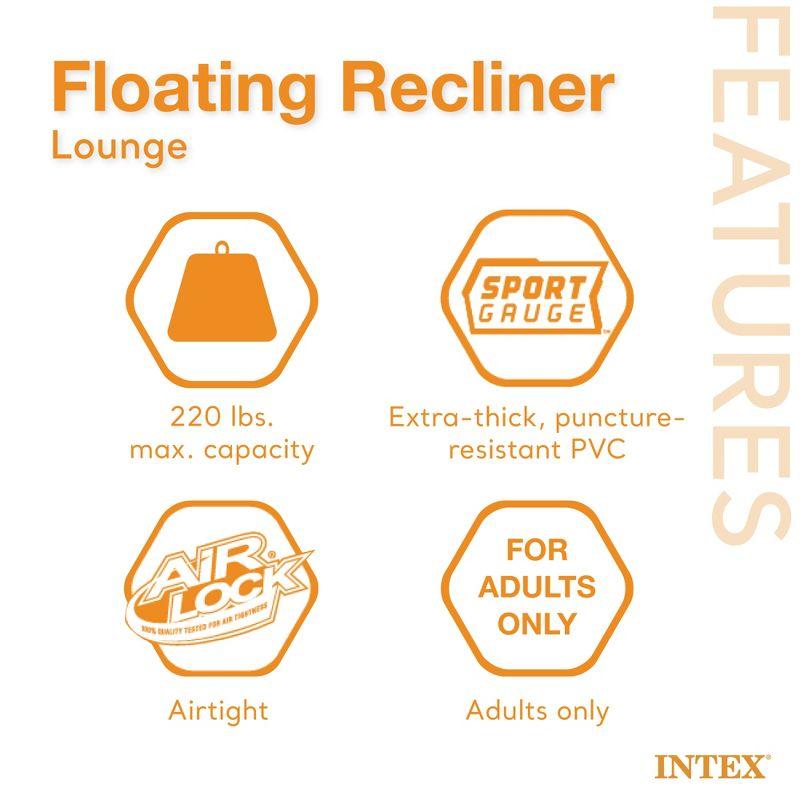 Intex Inflatable Floating Pool Recliner Chair with Cup Holders Large Outdoor