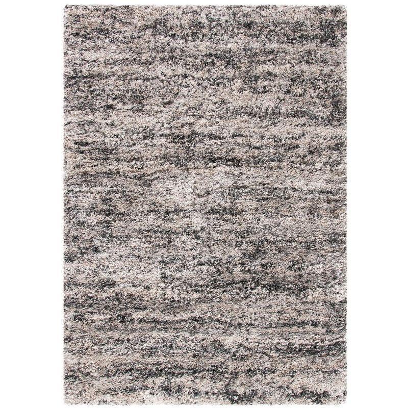 Gray Rectangular Shag Synthetic Area Rug