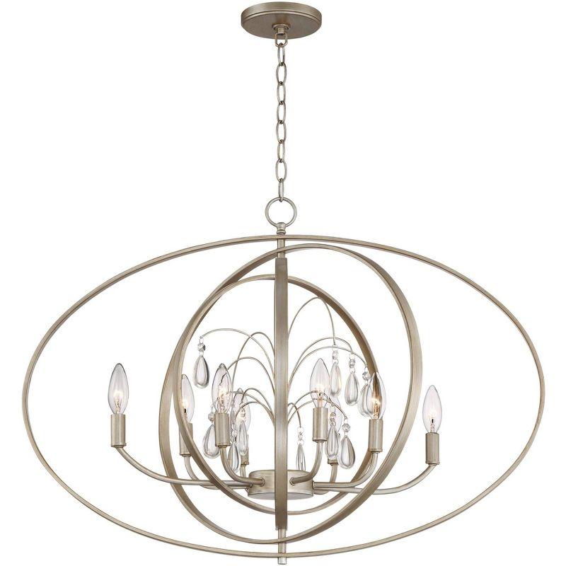 Possini Euro Design Tiller Champagne Satin Silver Pendant Chandelier 31 1/2" Wide Modern Open Orb Frame 8-Light Fixture for Dining Room Kitchen Island