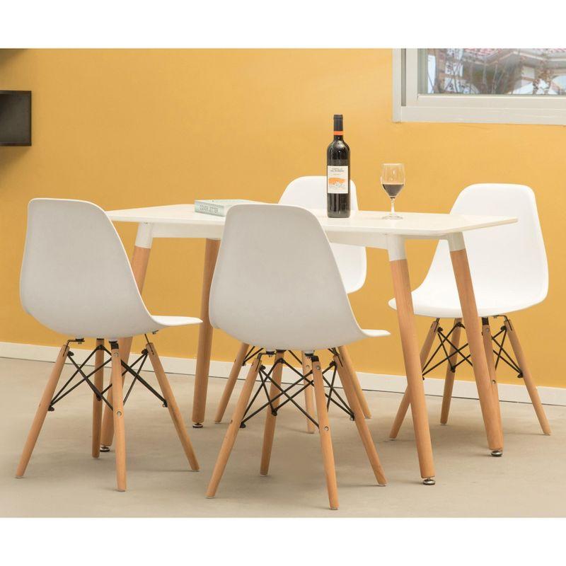 Fabulaxe Mid-Century Modern Style Plastic DSW Shell Dining Chair with Solid Beech Wooden Dowel Eiffel Legs