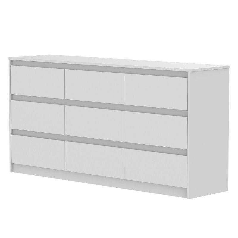 FUFU&GAGA White Modern Dresser for Bedroom 9 Drawers Wood Chest of Drawers