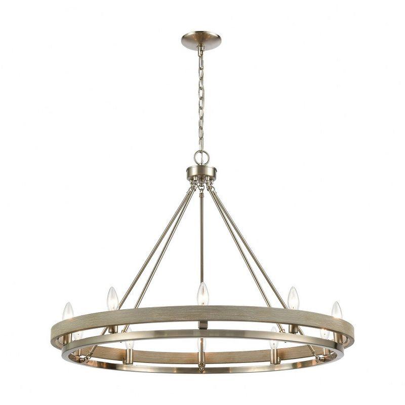 Ramsey 10-Light Satin Nickel and Beechwood Chandelier