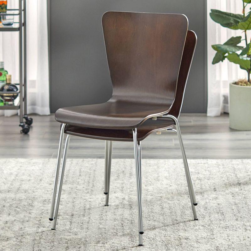 Espresso Bentwood Side Chair with Chrome Legs, Set of 2