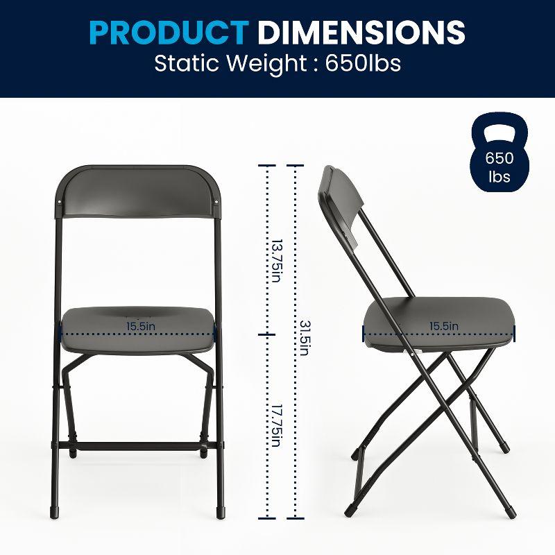 Flash Furniture Hercules Series Plastic Folding Chair Black - 2 Pack 650LB Weight Capacity Comfortable Event Chair-Lightweight Folding Chair