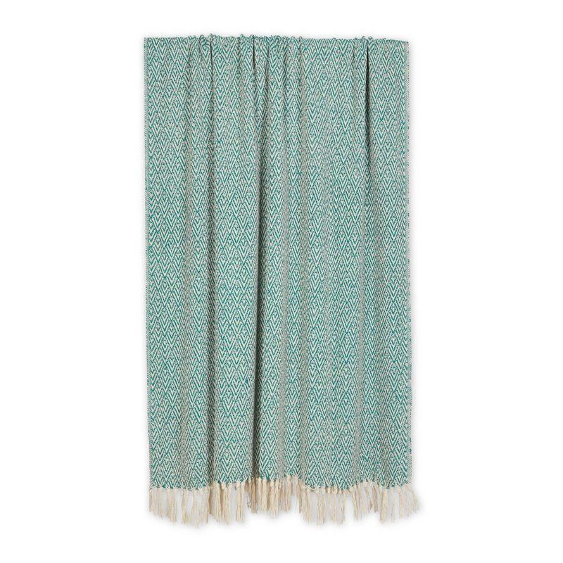 Aqua Diamond Cotton Throw Blanket 50"x60" with Fringe Detail