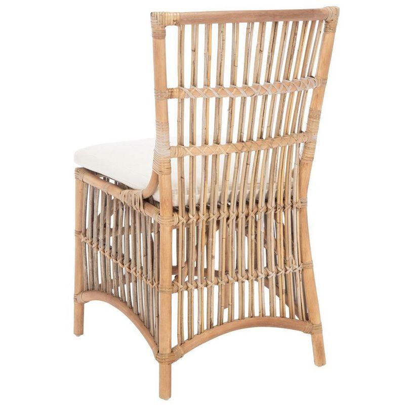 Erika Rattan Accent Chair W/ Cushion - ACH6511 - Set of 2 - White/Natural Unfinished - Safavieh