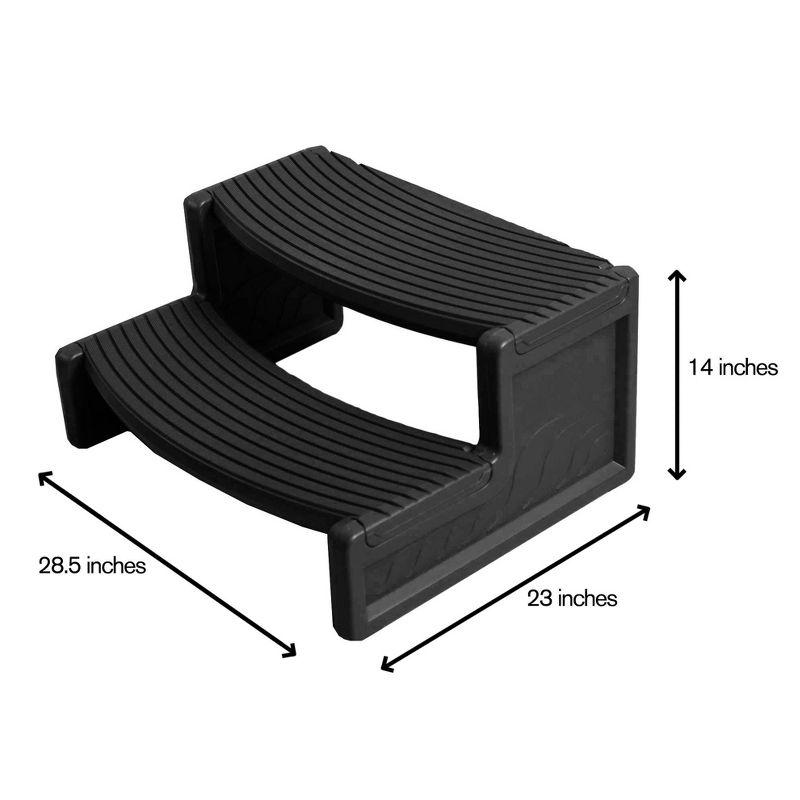 Confer Plastics Handi-Step Hot Tub Stairs for Straight & Curved Spa, Multipurpose Outdoor/Indoor Step Stool for Garage, Home & Camping, Black (2 Pack)