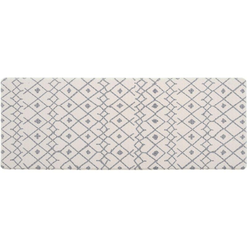 Cream and Gray Modern Boho Trellis Anti-Fatigue Mat 18" x 47"