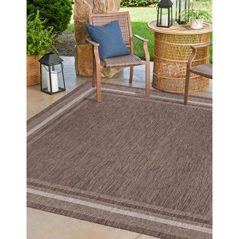 Brown Synthetic Square Outdoor Stain-Resistant Area Rug