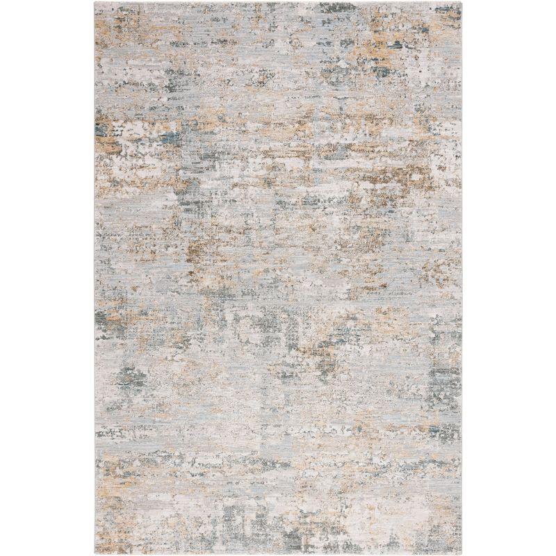 Adrianna 5'3" x 7'6" Blue & Gold Hand-knotted Synthetic Rug