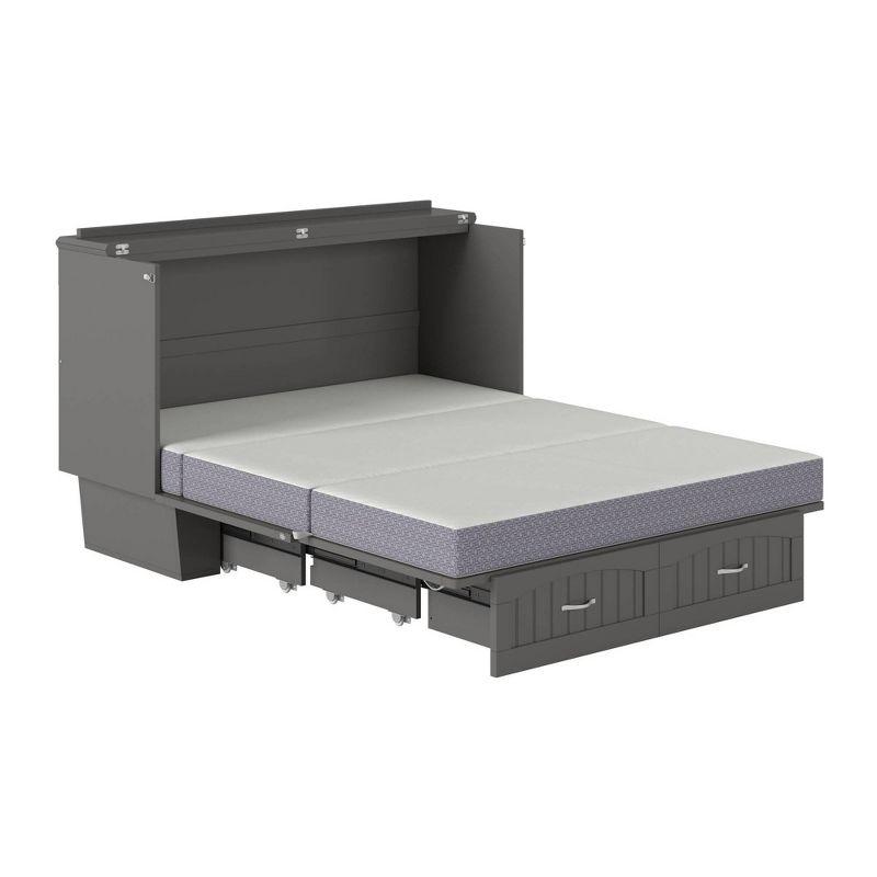 Queen Nantucket Murphy Bed Chest USB Turbo Charger Gray - AFI: Space-Saving, Built-In Charging, No Box Spring Required