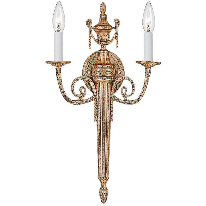 Elegant Matte Brass Dual-Light Sconce with Crystal Accents