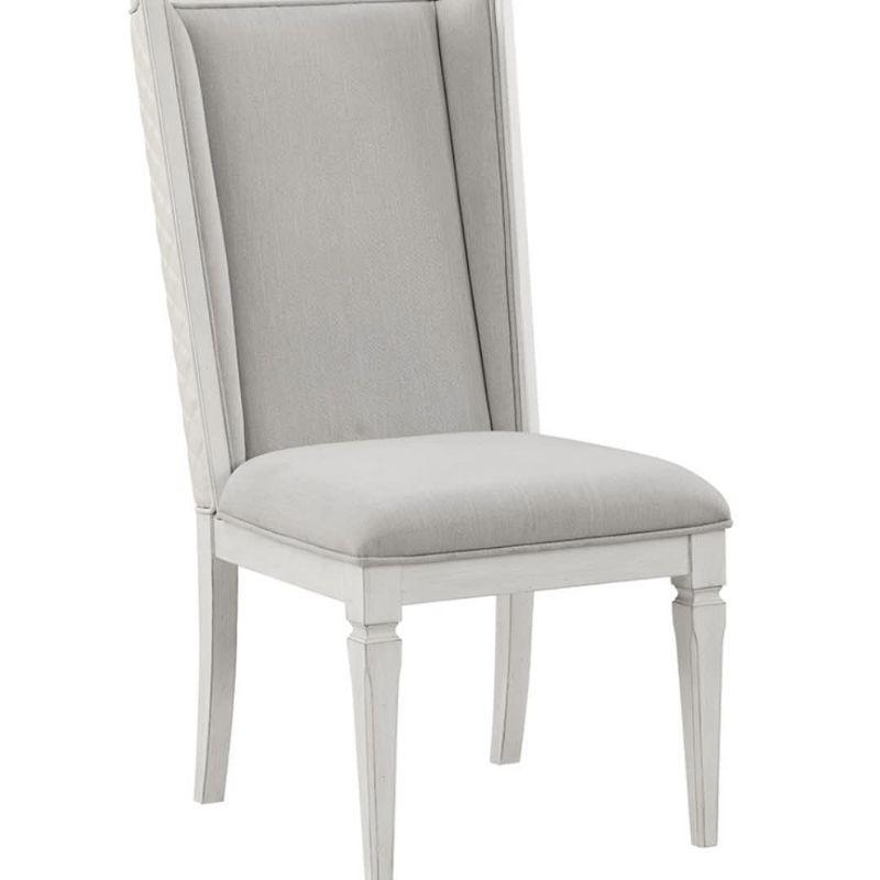 22.25" Katia Dining Chair Light Gray Linen and Weathered White Finish - Acme Furniture