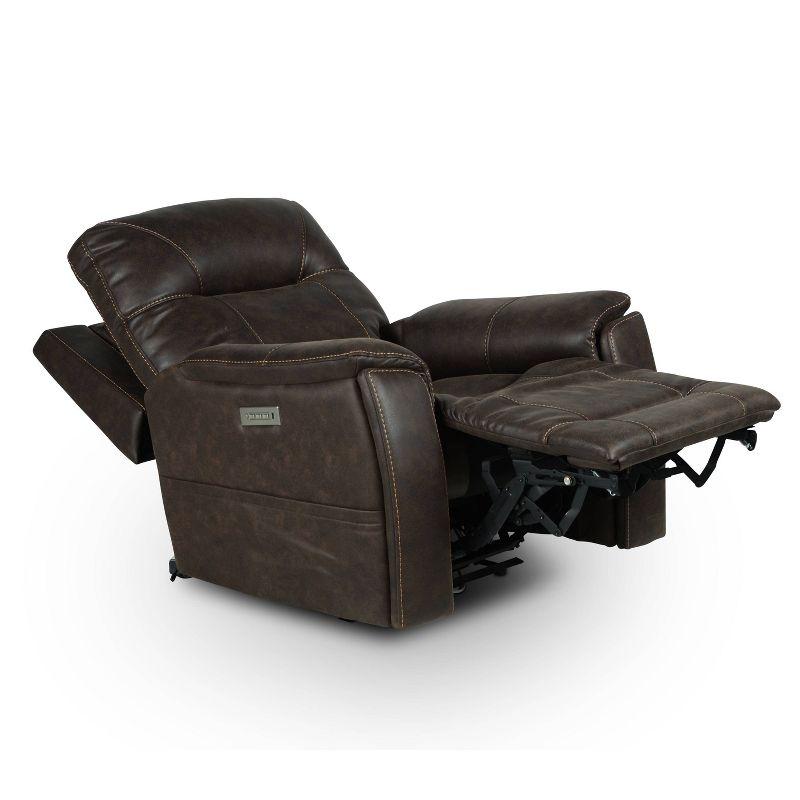 Lexington Power Media Recliner Saddle Brown - Steve Silver Co.: Faux Leather, USB Port, Cup Holder