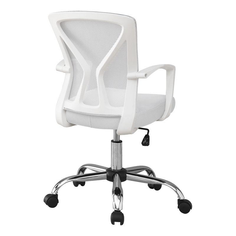 Monarch Specialties Office Chair Adjustable Height Swivel Ergonomic Armrests Computer Desk Work Metal Fabric White Chrome Contemporary Modern