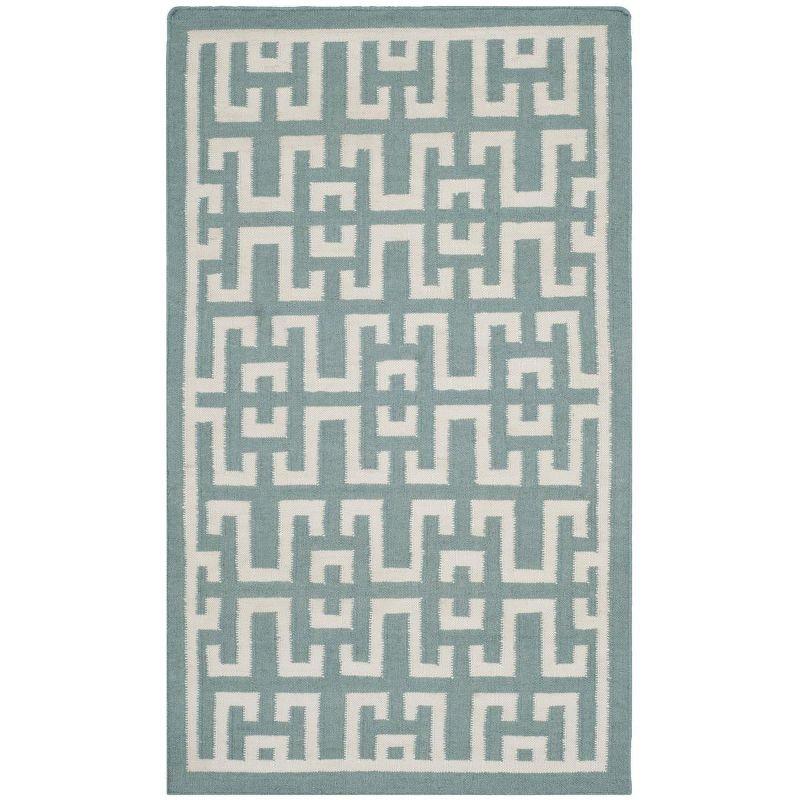Dhurries DHU621 Hand Woven Flat Weave Accent Rug Seafoam / Ivory 3' X 5' - Safavieh.
