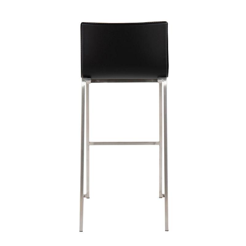Set of 2 Mara Upholstered Barstools Stainless Steel Black - Lumisource: Kitchen Counter Seating with Footrest