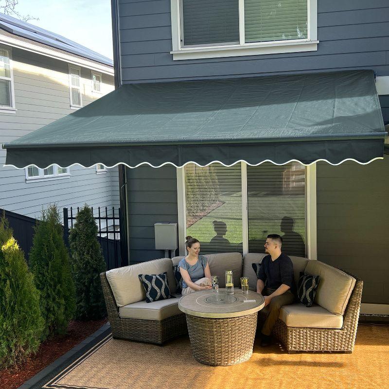 ALEKO Retractable Motorized Patio Awning – Black Frame