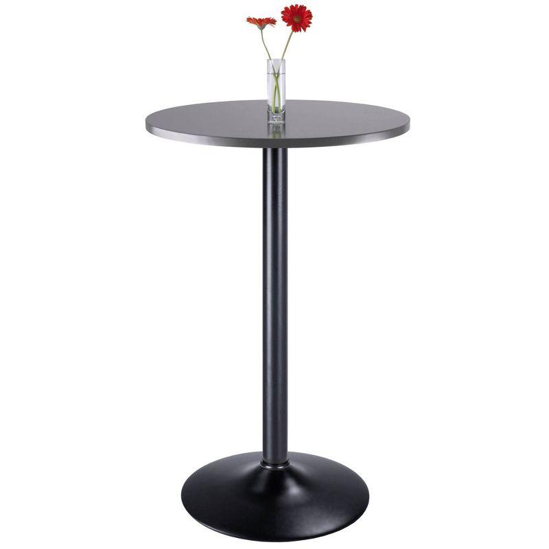 Slate Gray and Black Round Counter Height Pub Table