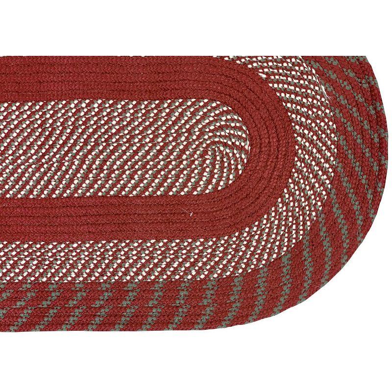 24" x 72" Newport Braid Collection Barn Red 100% Polypropylene Stripe Pattern Reversible Indoor Utility Runner Rug  - Better Trends