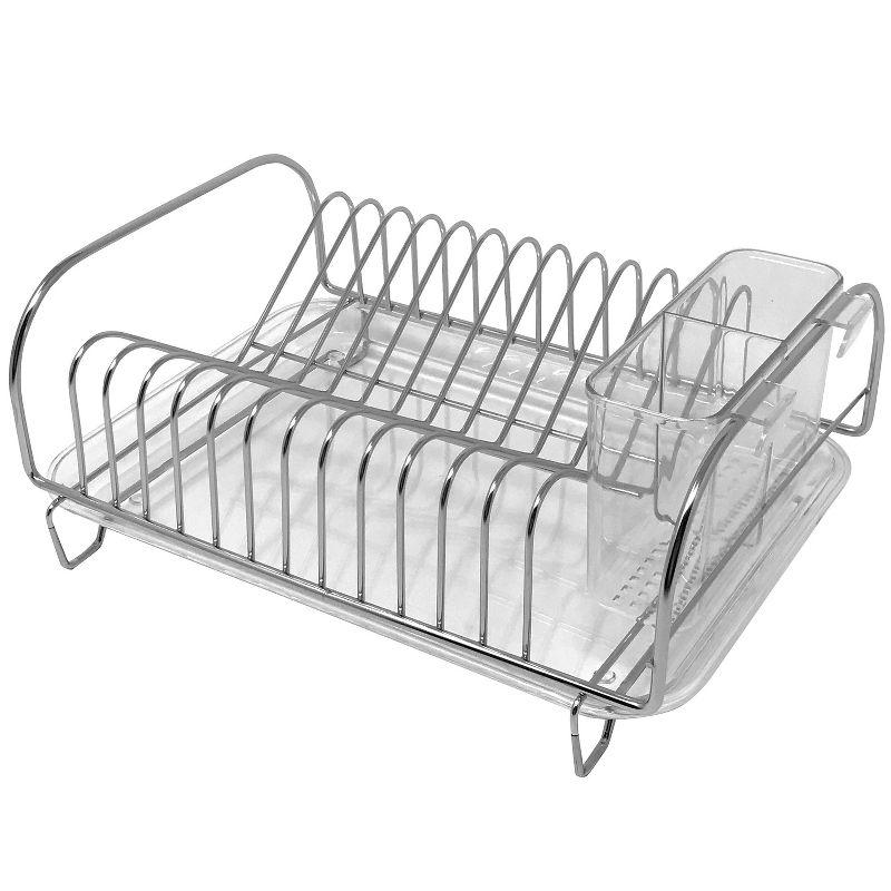 Better Houseware 3-Piece Compact Dish Drainer Set in Silver