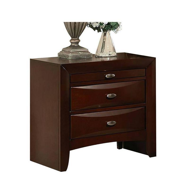 Acme Furniture Ireland I Storage Nightstand Espresso Finish: Square Wood Frame, Metal Glides, 250lb Capacity