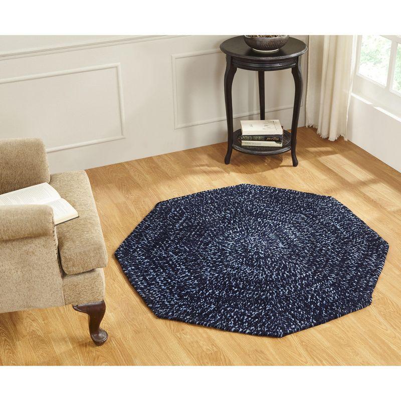 Navy & Smoke Blue Braided Tweed 72" Octagonal Reversible Rug