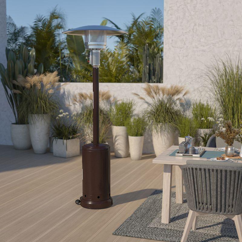 Flash Furniture Sol Patio Outdoor Heating-Stainless Steel 40,000 BTU Propane Heater with Wheels for Commercial & Residential Use-7.5 Feet Tall