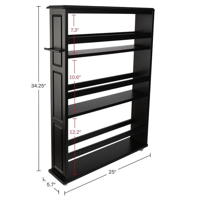 Lavish Home Slim Rolling Storage Cart 4-Tier Utility Cart with Handle and Wheels Storage