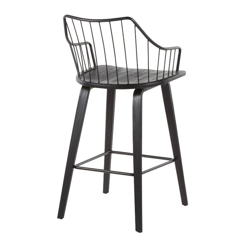 Winston Black Wood and Metal Swivel Counter Stool