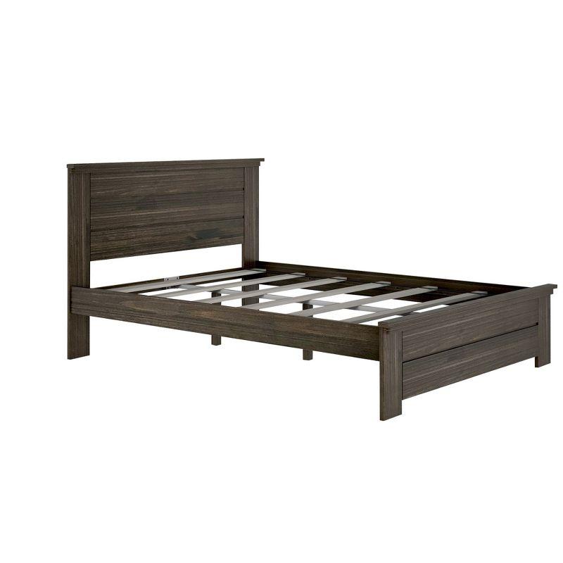 Barnwood Brown Pine Queen Platform Bed with Headboard