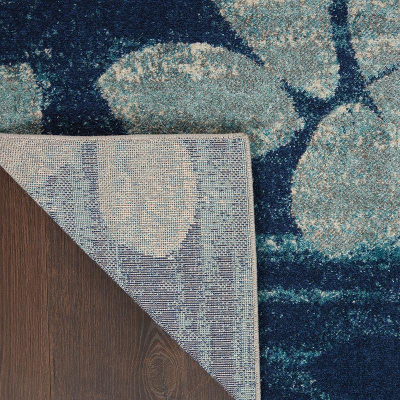 Nourison Tranquil 6' X 9' Navy/Light Blue Area Rug Distressed Farmhouse Botanical by Nourison