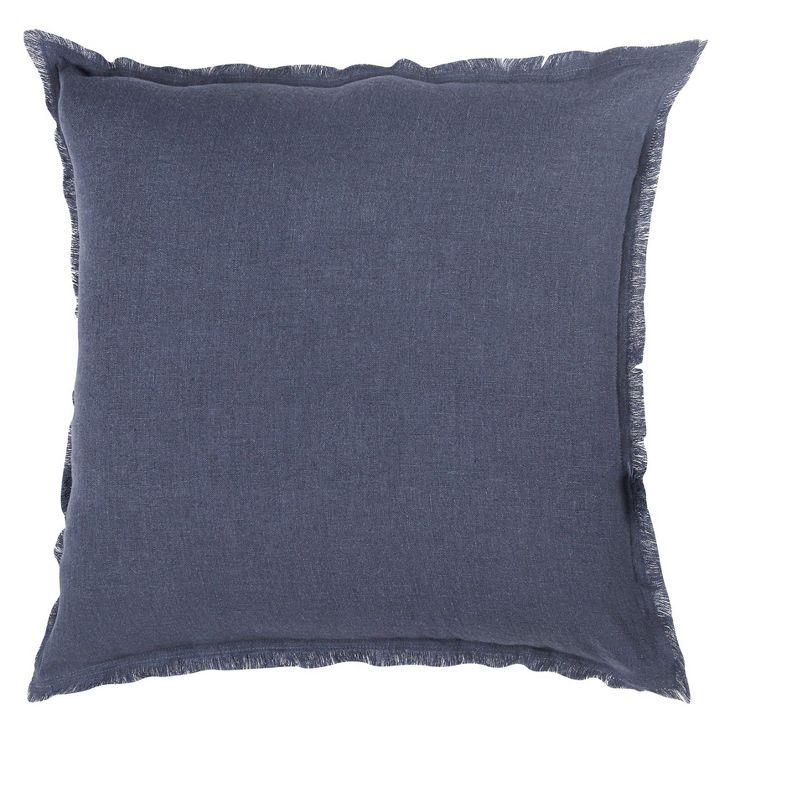 Soft Navy Blue Fringe Linen Pillow