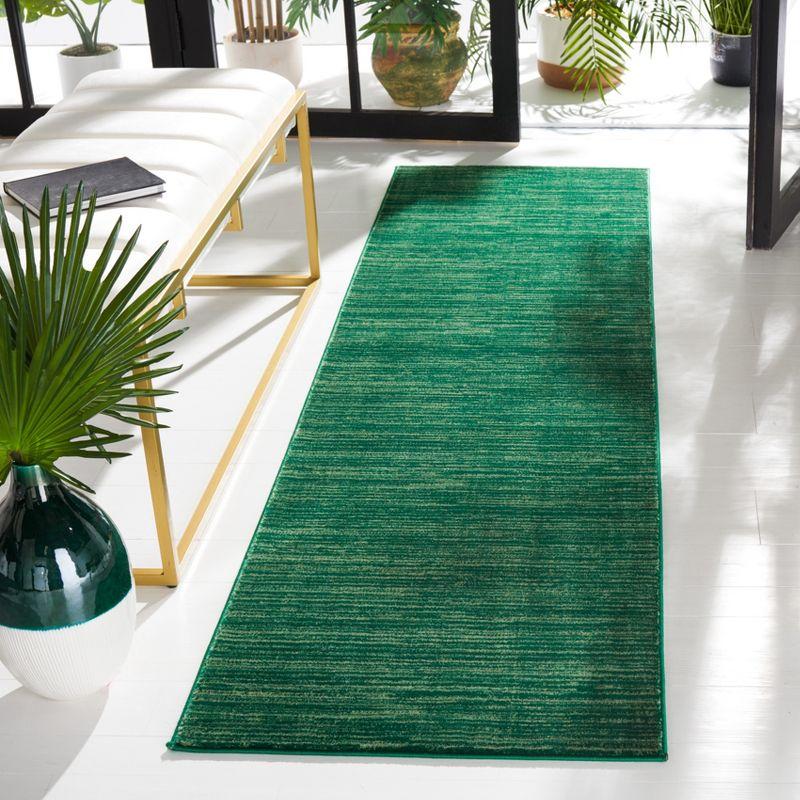 Vision Dark Green Cotton and Synthetic Runner Rug, 2'2" x 6'