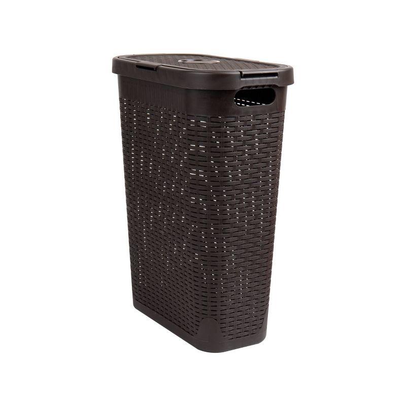 Mind Reader 40L Slim Laundry Hamper, Clothes Basket, Lid, Wicker Design, Plastic & Reviews | Wayfair