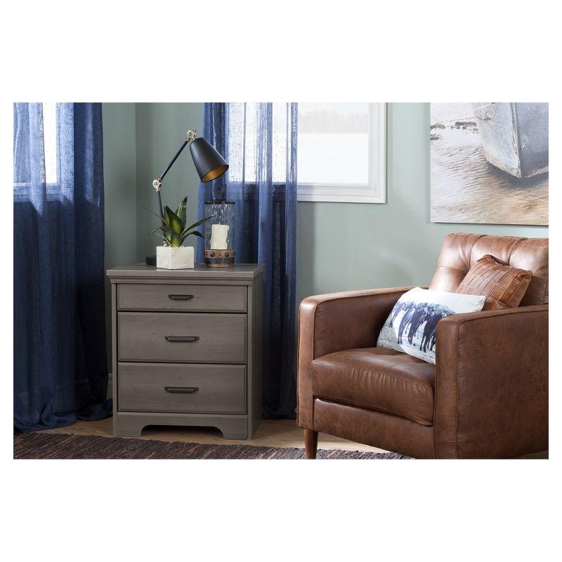 Gray Maple 2-Drawer Nightstand with Charging Station