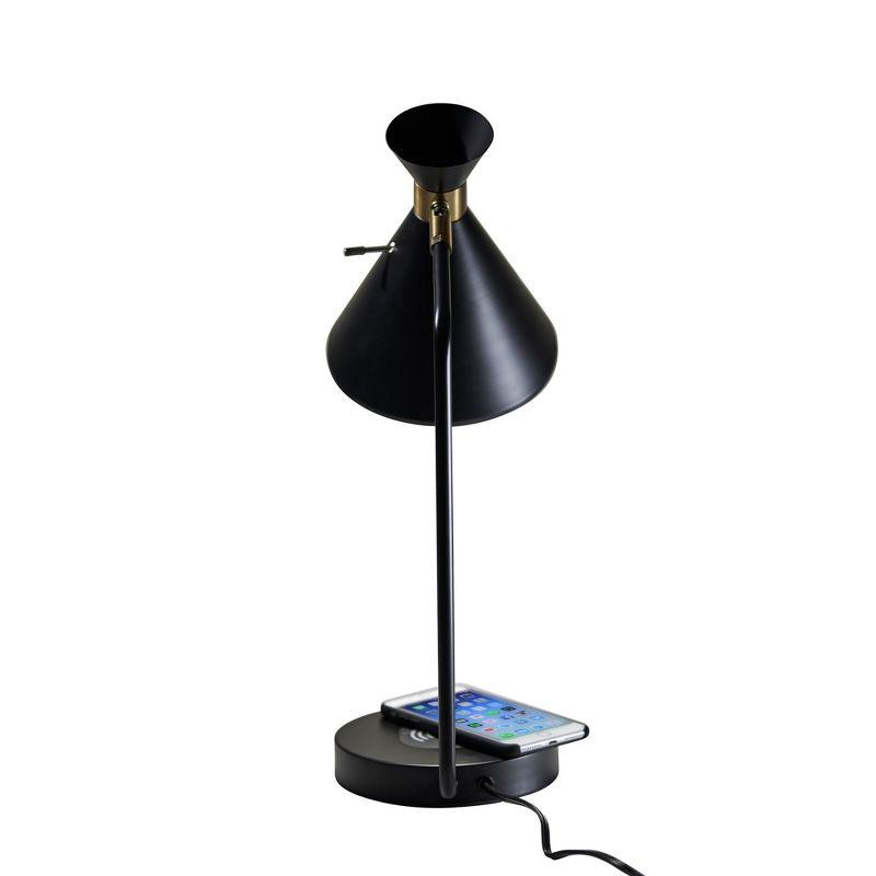 19" Wireless Charging Table Lamp Matte Black - Adesso: ETL Listed, Metal Shade, No Assembly Required