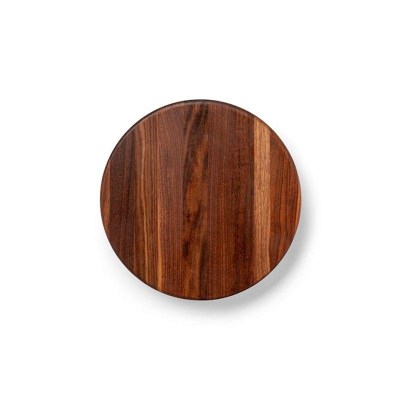 Gift 1.5" Edge Grain Walnut 12" Round Cutting Board with Wood Feet