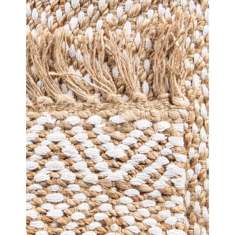 Natural Beige Braided Jute and Cotton Area Rug