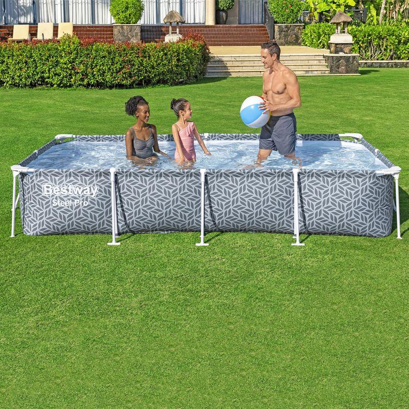 Bestway Steel ProRectangular Metal Frame Above Ground Outdoor Backyard Swimming Pool