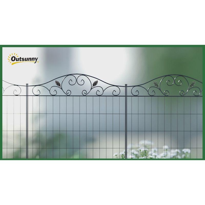 Outsunny Garden Decorative Fence Panel, 4 Pack, 44 x 36-Inch, Linear Length 12 Feet, Steel Border Folding Fence for Garden Landscaping