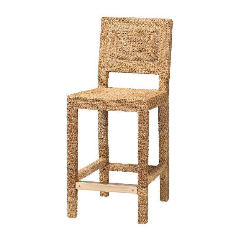 bali & pari Anfield Natural Seagrass and Mahogany Wood Counter Height Barstool: 30 Day Limited Warranty, No Assembly Required