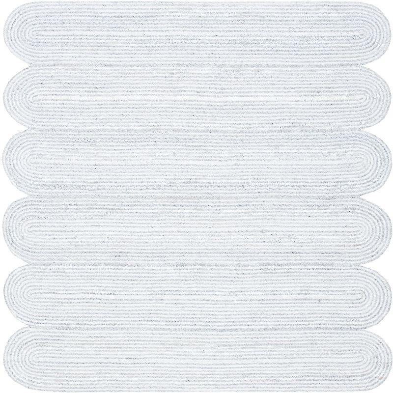 Hand-Knotted Gray Stripe Square Synthetic Area Rug 6x6