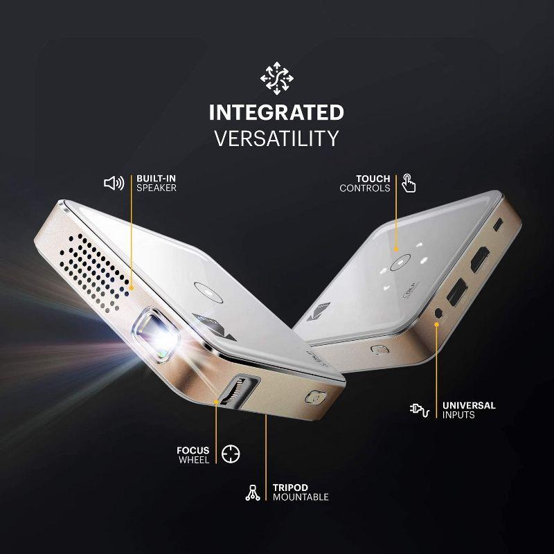 White Portable Mini DLP Projector with LED Light