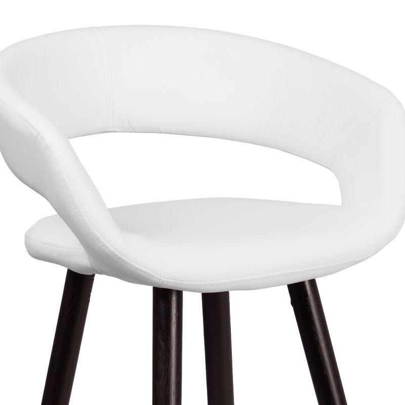 Cappuccino Wood Frame 24'' High Counter Stool in White Vinyl