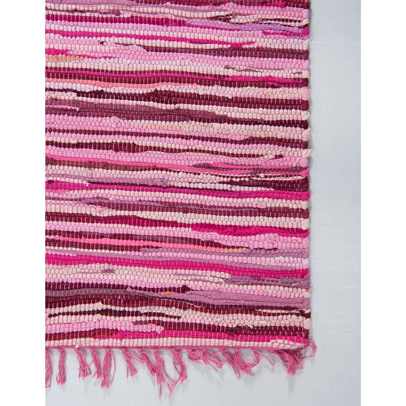 Handmade Pink Striped Cotton Reversible Area Rug