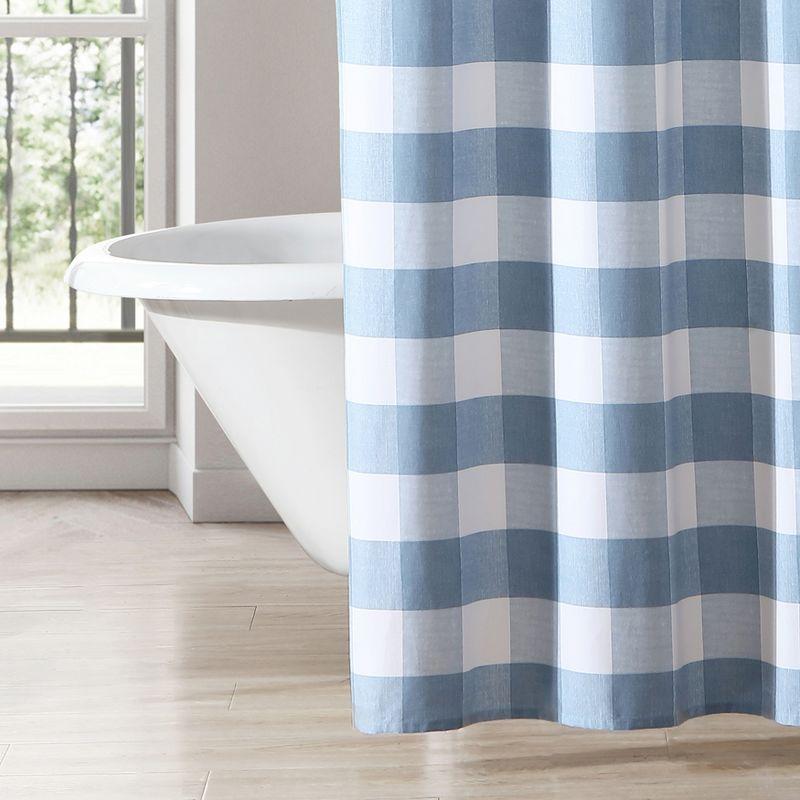 Cynthia Cotton Blue/White Shower Curtain