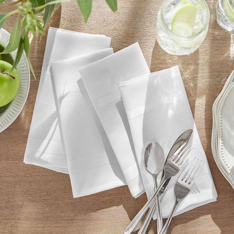 Elegance Plaid Stain Resistant Napkin Set of 4 - 17" x 17" - White - Elrene Home Fashions