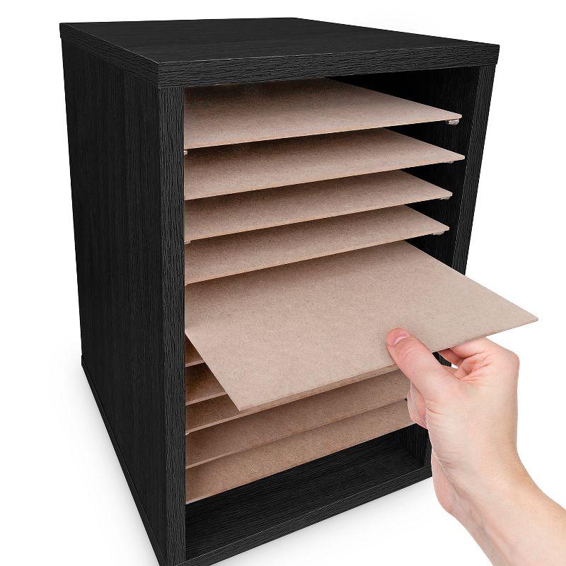 AdirOffice 500 Series 11 Compartment Wooden Literature Organizer  10.75" x 11.8" Black (500-11-BLK)