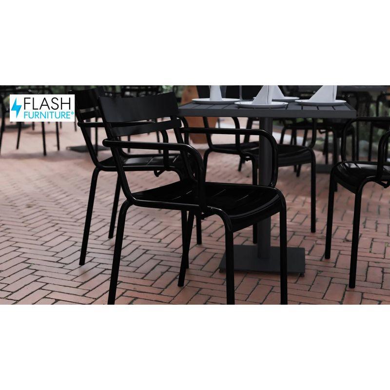 Flash Furniture Nash Commercial Grade Steel Indoor-Outdoor Stackable Chair with 2 Slats and Arms